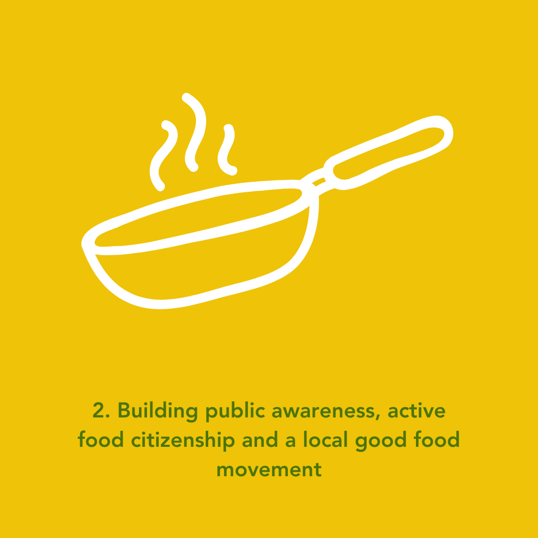 Building public awareness, active food citizenship and a local good food movement