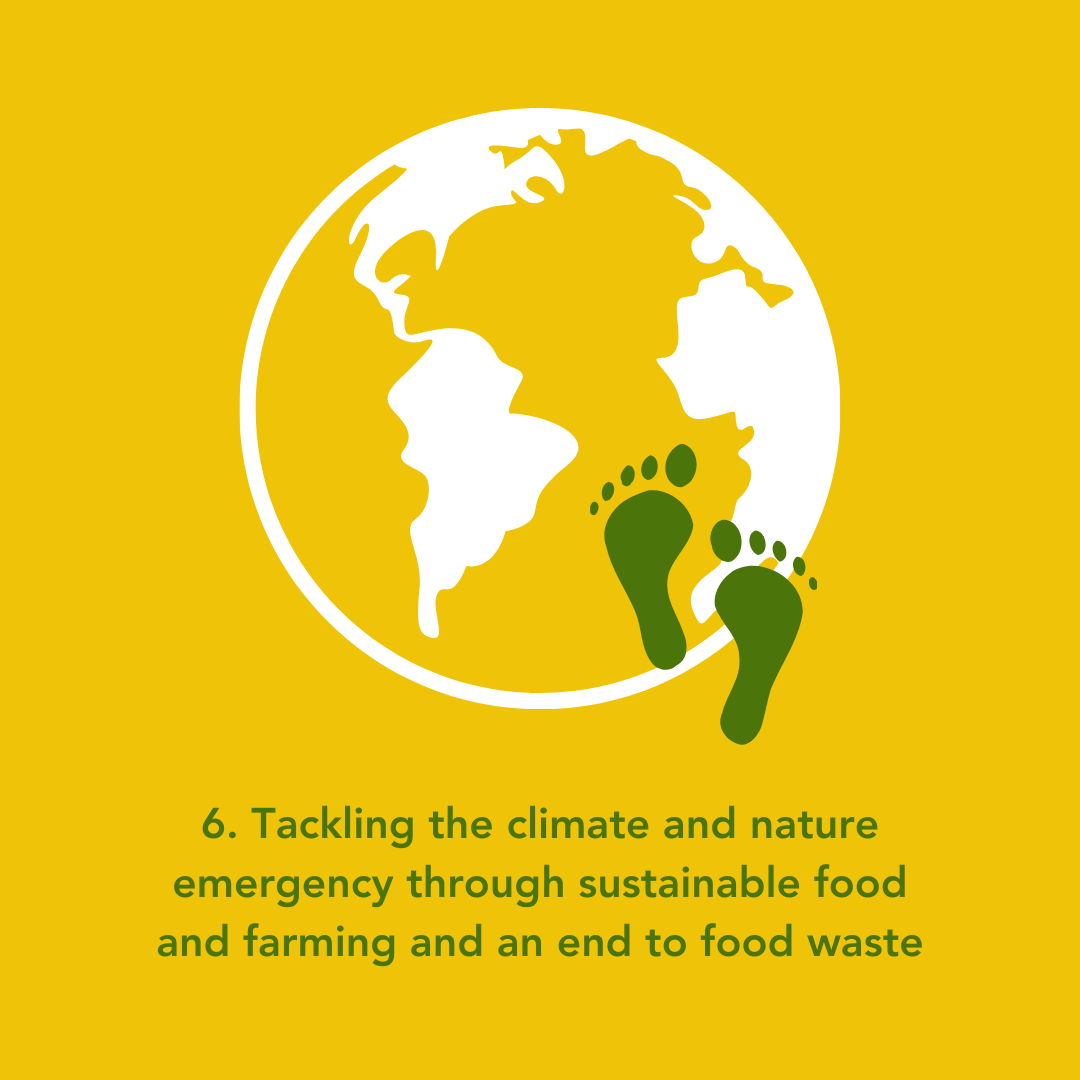 Tackling the climate and nature emergency through sustainable food and farming and an end to food waste